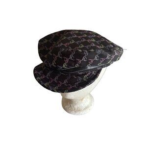 Liz Claiborne Black Newsboy Cap Monogrammed Design Women's Hat